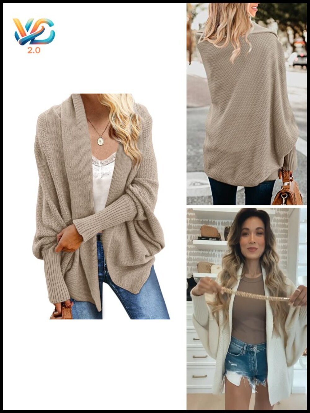 Chunky Cable Knit Batwing Sleeve Oversized Wrap Cardigan Sweater